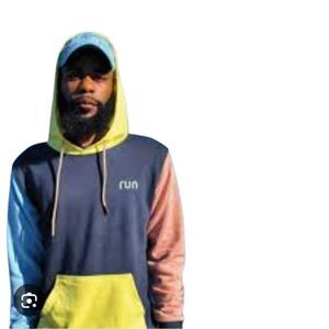 Run Unisex Navy, Pink & Yellow Poly/Cotton Hoodie NEW NWT